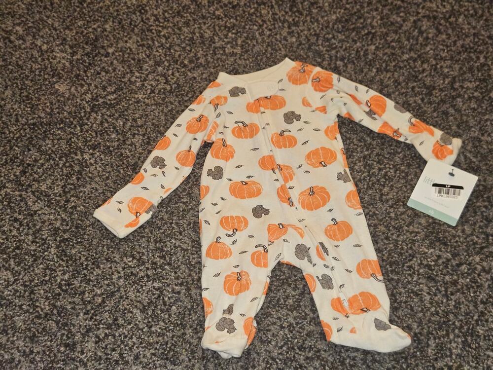 Baby Organic Cotton Sleep & Play Pajamas in Harvest Pumpkins